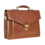 The Magus // Leather Briefcase // Almond Brown