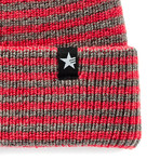 Ronin Stripes Knit Beanie // Gray + Salmon