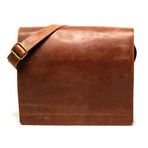 Leather Messenger Laptop Bag 14" // Saddle Brown