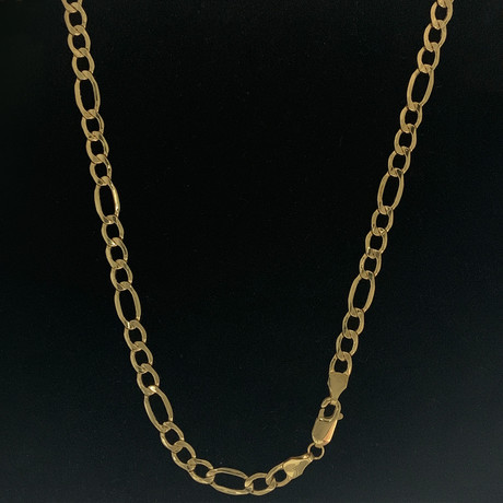 18K Yellow Gold 4.5MM Hollow Figaro Link Necklace (22")