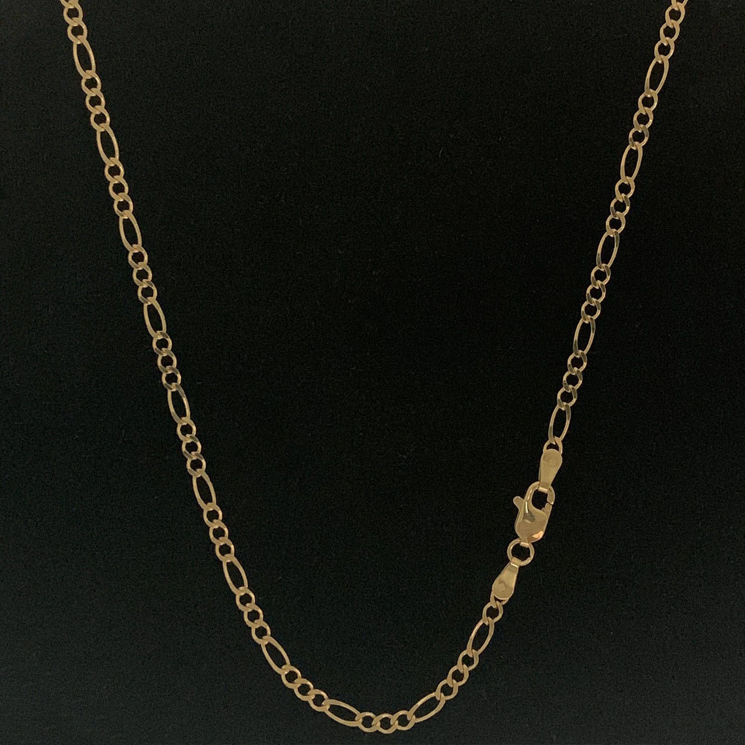 Solid 18K Yellow Gold 3MM Figaro Link Necklace (20