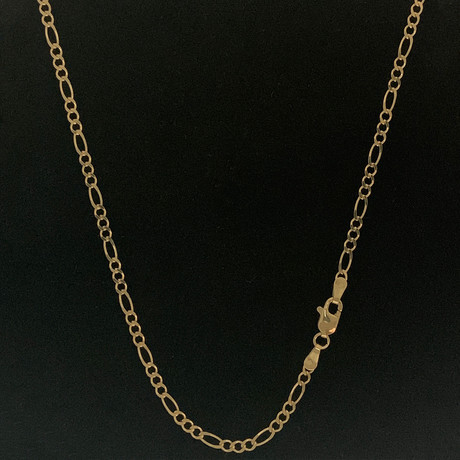 Solid 18K Yellow Gold 3MM Figaro Link Necklace (20")