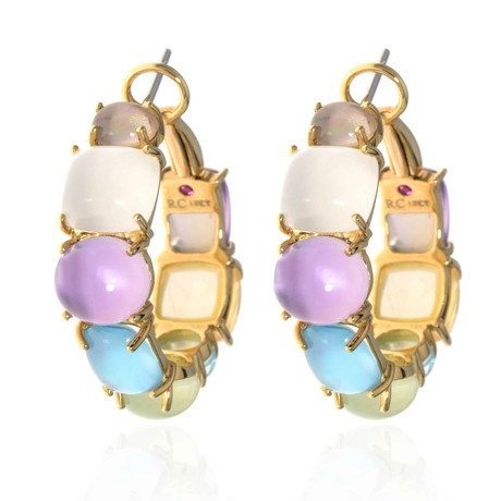 Roberto Coin 18k Yellow Gold Amethyst Hoop Earrings