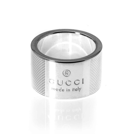 Gucci Mille Righe Sterling Silver Band Ring (Ring Size: 4.75)
