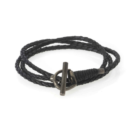 Gucci Sterling Silver + Leather Lariat Necklace