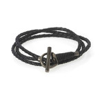 Gucci Sterling Silver + Leather Lariat Necklace