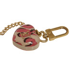 Women's Cheetah Vernis Leather Heart Coin Wallet LTD // Cream + Pink // Pre-Owned