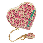 Women's Cheetah Vernis Leather Heart Coin Wallet LTD // Cream + Pink // Pre-Owned