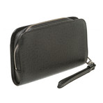 Unisex Taiga Leather Baikal Wristlet Clutch Bag // Dark Gray // Pre-Owned
