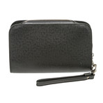 Unisex Taiga Leather Baikal Wristlet Clutch Bag // Dark Gray // Pre-Owned