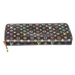 Women's Monogram Canvas Leather Zippy Wallet // Black + Multicolor // Pre-Owned
