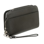 Unisex Taiga Leather Baikal Wristlet Clutch Bag // Dark Gray // Pre-Owned