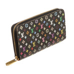 Women's Monogram Canvas Leather Zippy Wallet // Black + Multicolor // Pre-Owned