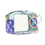 Women's Pouch Capri Multicolor Coated Canvas Beach Bag // Blue // Pre-Owned