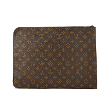 Unisex Monogram Canvas Leather Poche Documents Portfolio Holder Case // Brown // Pre-Owned