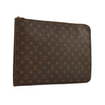 Unisex Monogram Canvas Leather Poche Documents Portfolio Holder Case // Brown // Pre-Owned