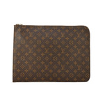 Unisex Monogram Canvas Leather Poche Documents Portfolio Holder Case // Brown // Pre-Owned