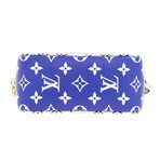 Women's Pouch Capri Multicolor Coated Canvas Beach Bag // Blue // Pre-Owned