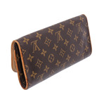 Women's Monogram Canvas Leather Twin GM Clutch Shoulder Bag // Brown + Tan // Pre-Owned