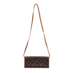 Women's Monogram Canvas Leather Twin GM Clutch Shoulder Bag // Brown + Tan // Pre-Owned
