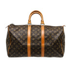 Unisex Monogram Canvas Leather Keepall Duffle Bag Luggage // Brown // Pre-Owned