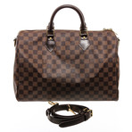 Women's Damier Ebene Speedy Bandouliere 35 cm Bag // Brown // Pre-Owned