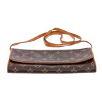 Women's Monogram Canvas Leather Twin GM Clutch Shoulder Bag // Brown + Tan // Pre-Owned
