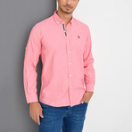 Placket Detail Button Down Shirt // Pink (XXL)