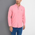 Placket Detail Button Down Shirt // Pink (2XL)