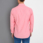 Placket Detail Button Down Shirt // Pink (XXL)