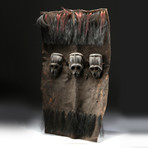 19th C. Naga Headhunter's Shield w/ Wooden Monkey Skull