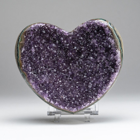 Amethyst Crystal Cluster Heart + Acrylic Display Stand