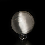 Natural Cats-Eye Selenite Spheres + Acrylic Display Stand