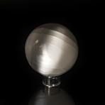 Natural Cats-Eye Selenite Spheres + Acrylic Display Stand