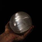 Natural Cats-Eye Selenite Spheres + Acrylic Display Stand