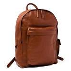Traveler Leather Backpack // Pebbled Brown