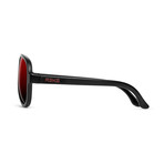 ST Aviator Sunglasses // Black + Red Mirror Lumolux