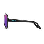 ST Aviator Sunglasses // Black + Blue Mirror Lumolux