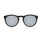 ST Round Sunglasses // Black + Silver Mirror Lumolux