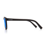 ST Round Sunglasses // Black + Blue Mirror Lumolux