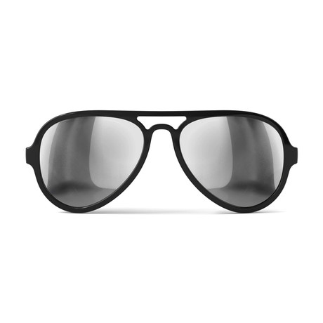 ST Aviator Polarized Sunglasses // Black + Silver Mirror Lumolux