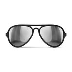 ST Aviator Polarized Sunglasses // Black + Silver Mirror Lumolux