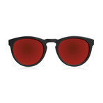ST Round Polarized Sunglasses // Black + Red Mirror Lumolux