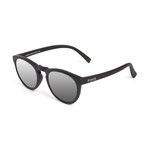 ST Round Sunglasses // Black + Silver Mirror Lumolux