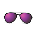 ST Aviator Sunglasses // Black + Purple Mirror Lumolux