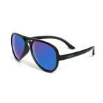 ST Aviator Polarized Sunglasses // Black + Blue Mirror Lumolux