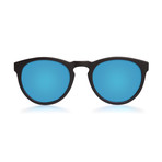 ST Round Sunglasses // Black + Blue Mirror Lumolux