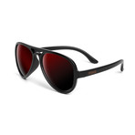 ST Aviator Sunglasses // Black + Red Mirror Lumolux