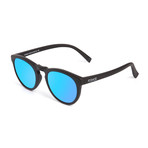 ST Round Sunglasses // Black + Blue Mirror Lumolux