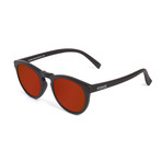ST Round Polarized Sunglasses // Black + Red Mirror Lumolux